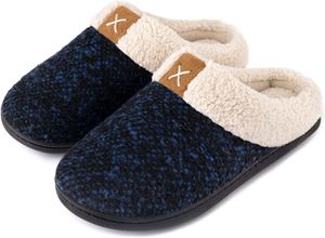 Pánské plyšové pantofle ASKSA Soft Non-Slip Sole Memory Foam Comfortable Slippers, modré, velikost: 44-45(11-12)