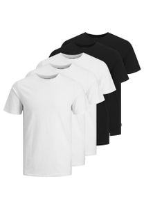 JACK&JONES Herren T-Shirt, 5er Pack - JJEORGANIC BASIC TEE O-NECK, Kurzarm, Bio-Baumwolle Schwarz/Weiß XL