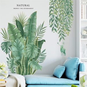 Wandtattoo Blätter Grün Wandbild Tropische Pflanzen, DIY Blätter Grüne Wandaufkleber Wohnzimmer Schlafzimmer Flur Wanddeko