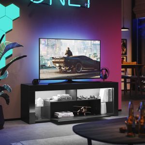 SONNI TV-Schränke Schwarz Hochglanz 140x35x50.5cm mit mehrfarbigen LEDs