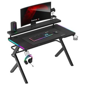huzaro Hero 5.0 | RGB LED Gaming Schreibtisch Computertisch Bürotisch | Arbeitszimmer Gamer | Monitorständer Carbon Tischplatte | 120 x 60 | Schwarz