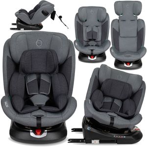 MoMi EMI Kindersitze Kinderautositz i-SIZE 0-36kg - 360° Drehbar, ISOFIX, TOP TETHER - Grau