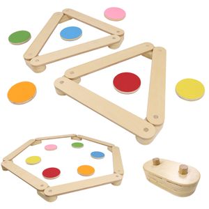 XMTECH dětská dřevěná balanční kladina 18dílná balanční kladina Montessori hračka do interiéru i exteriéru Vhodné pro děti ve věku 3-7 let
