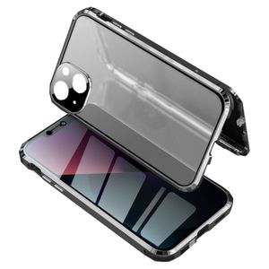Pre Apple iPhone 13 Obojstranný 360-stupňový magnet / sklo Privacy Mirror Case Mobile Phone Case Bumper Black