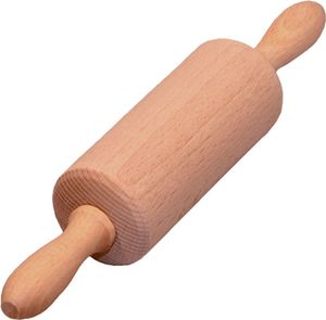 Hofmeister Holzwaren, Mini Teigrolle, Nudelholz mit Holzachse Spielzeug Kinder, Puppenküche, Kaufmannsladen, aus Buchenholz L230xD40 mm, 30115