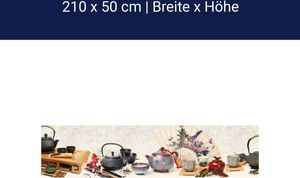 Küchenrückwand Tee Kanne Holz Stäbchen Asiatisch Bunt M1201 – Aluminium / 210cm / 50cm