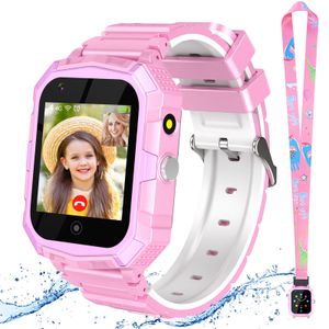 (Pink) T32 4G Smartwatch pro děti, hodinky s telefonem, fotoaparátem, přijímáním hovorů, krokoměrem, SOS, GPS Smartwatch