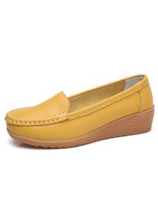 Damen Ausrutschen Keilkleidskleid Pumpen Lässige Mode Schuhe Hangabsatz Mokassins Gelb,Größe:EU 38