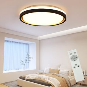 ZMH LED lampa sufitowa czarna ściemnialna do salonu z pilotem 18W Ø30cm okrągła nowoczesna lampa do sypialni