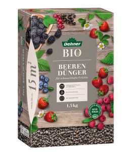 Dehner Bio Beerendünger, hochwertiger Dünger für Beerenpflanzen, organischer NPK-Dünger, mit Spurennährstoffen, ökologisch wertvoll, natürliche Langzeitwirkung, 1.5 kg, für ca. 15 qm