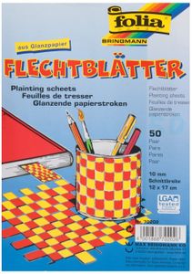 folia Flechtblätter ungummiert 100 Blatt farbig sortiert Glanzpapier