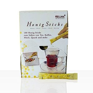 Hellma Honig Sticks Blütenhonig Ideal für Tee, Kaffee und Müsli 100 Stück