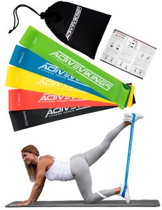 Fitnessbänder Set 5-Stärken by ActiveVikings® - Ideal für Muskelaufbau Physiotherapie Pilates Yoga Gymnastik und Crossfit | Fitnessband Gymnastikband Widerstandsbänder