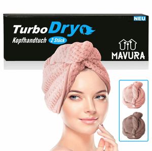TurboDry Haarturban Turban Handtuch mit Knopf Kopfhandtuch Haartrockentuch 2er
