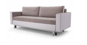 GRAINGOLD Schlafsofa Brand - Polstersofa im skandinavischen Stil - Couch mit Bettkasten & Schlaffunktion - Braun / Weiß