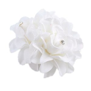 Frauen Doppelte Blumen Strass Haarspange Haarnadel Hochzeit Party Haarschmuck-Weiß