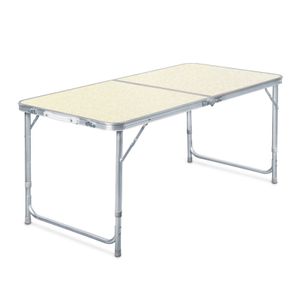 Toboli kempingový stôl skladací 120x60x70cm nastaviteľná výška 54/61/70cm skladací stôl hliníkový rám a stolová doska z MDF prenosný multifunkčný stôl bufetový stôl kempingový stôl záhradný