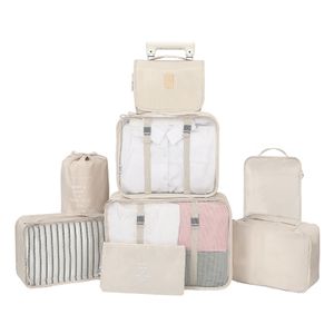 Freetoo Kofferorganizer 8 Teilige Packing Cubes, Kleidertaschen, Koffer Organizer für Urlaub und Reisen, Packwürfel Set Reise Würfel, Ordnungssystem, für Koffer Beige