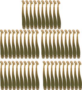 50pcs 5 cm weiche Kunststofffischerei Köder T Tail Mappwurm Köder Fisch Tackle Accessoire Schwarz