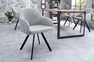 Exklusiver Design Stuhl LUCCA stone grau mit edler Steppung Roadster Armlehnenstuhl Esszimmerstuhl