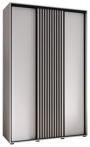 MEBLE KRYSPOL Lanko 1 Schrank mit 3 Schiebetüren  - 235,2x160x45 cm - Weiß Weiß Schwarz