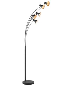 BELIANI Stehlampe Schwarz Metall 205 cm 5-flammig verstellbare Schirme langes Kabel mit Schalter Bogenlampe Industrie Design