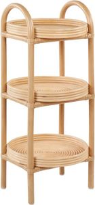 BELIANI Pflanzentisch Rattan für den Innen- und Außenbereich Retro 3 Regale Freistehende Gartenaufbewahrung
