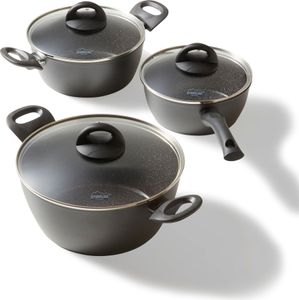 STONELINE® CERAMIC Keramik Kochgeschirr-Set 6-teilig 18/20/24 | mit Deckeln