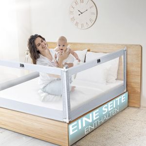 Kids Supply Bettgitter [200x80 cm]- Extrem sicheres & höhenverstellbares Bettschutzgitter [70-90 cm]- Rausfallschutz Bett für Kinder Bett & Elternbett