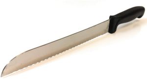Super scharfes Brotmesser mit Wellenschliff Brot Säge Messer Brotsäge Sägemesser gezackte Wellen Klinge Bread Knife über 30 cm Länge mit schwarzem Griff