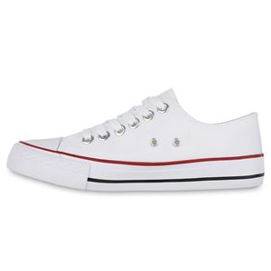 VAN HILL Damskie Trampki Niskie Sznurowane Wygodne Materiałowe Buty Casualowe 902295, Kolor: Biało Czerwony, Rozmiar: 40