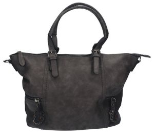 Damen Handtasche PARIS 1 Henkeltasche Umhängetasche mit Reißverschluss  Farbe: grau