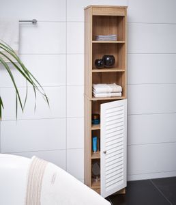 Hochschrank Bad Badschrank Badezimmerschrank Regal Schrank Badezimmer DEUBA®, Modell/Farbe:Modell 1 - braun-weiß