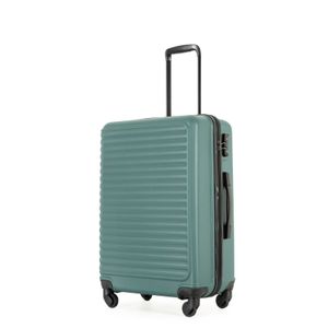 Flieks Koffer, Leichtes Reisegepäck, Reisekoffer mit Linien, Trolley mit TSA Schloss und 4 Rollen, Hartschale Trolley, L, Dunkelgrün Flieks Koffer, Leichtes Reisegepäck, Reisekoffer mit Linien, Trolley mit TSA Schloss und 4 Rollen, Hartschale Trolley, L, Dunkelgrün