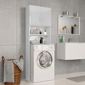 Duolm Waschmaschinenschrank Hochglanz-Weiß 64x25,5x190 cm
