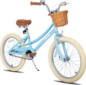 JOYSTAR 12/14/16/18/20 Mädchenfahrrad für 2-13 Jahre alte Kinder, 12" 14" 16" Kinderfahrrad mit Stützrädern & Korb, 20 Zoll mit Ständer, Blau
