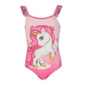 Süßes Einhorn Unicorn Kinder Mädchen Bikini Badeanzug – Rosa / 122/128