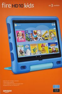 Dětský tablet Amazon Fire HD 10 2021, 25,6 cm (10,1") Full HD displej (1080p), 32 GB paměti, dětský kryt v nebesky modré barvě