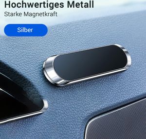 Handy Halterung Magnet Auto KFZ Lenkstange Armaturenbrett Universal Smartphone Silber