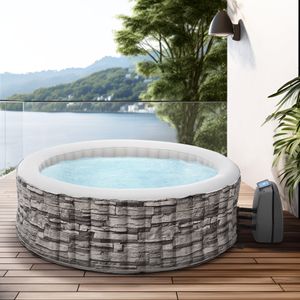 Outdoor Whirlpool aufblasbar ‘Carosino’ für 6 Personen beheizt 204 x 70 cm Steinoptik