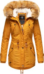 Navahoo La Viva Damen Winter Jacke Parka Kurzmantel Kunstfellkragen Gelb S - 36