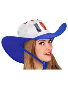 Cowboy-Hut Frankreich Fanartikel blau-weiß-rot 60 cm Kopfumfang