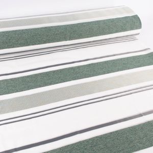 Gardinenstoff Streifen halbtransparent weiß grün 140cm Breite