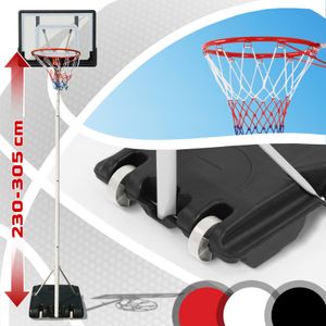 Basketballkorb Basketballanlage Basketballständer mit Ständer Brett höhenverstellbar 305cm Farbe: Weiss