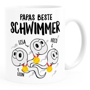 Kaffee-Tasse Sperma personalisierte Geschenke mit Namen Papa beste Schwimmer Kinder Moonworks® weiß standard