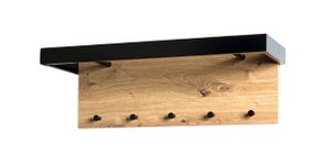 Haku Wandgarderobe, eiche-schwarz - Maße: 70 cm x 25 cm x 24 cm; 13949