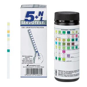 Servotest 5+NL Diagnose Urin Teststreifen PH, Glucose, Protein, Leucos etc 100 St