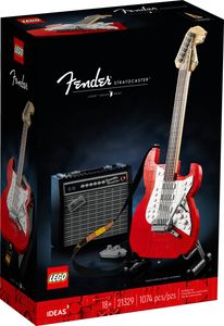 LEGO Ideas Fender Stratocaster, DIY-Gitarren-Kit, Modell-Musikinstrument für Jugendliche und Erwachsene mit 65 Princeton Reverb Verstärker, Gitarren-Zubehör und Aufkleber, ideal als Zimmer-Deko 21329