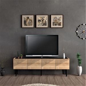 TV Board Oppdal Lowboard 45 x 154 x 37 cm Fernsehtisch  TV-Schrank Eiche/Marmor schwarz