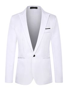 Herren Anzugsakkos Einfarbig Sakko Business Jacke Regular Fit Blazer Lässig Mantel Weiß,Größe L